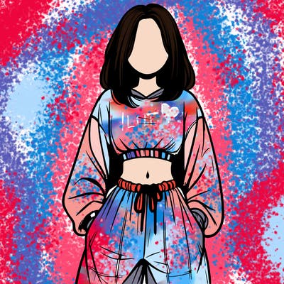 realistic girl faceless with baggy pants and a crop top