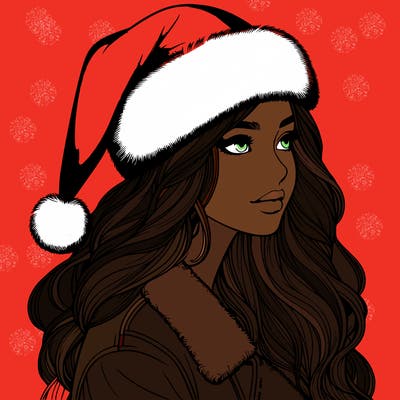 realistic girl in santa hat