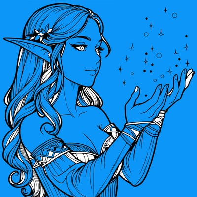 realistic elf girl doing magic