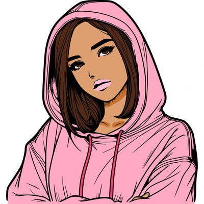 realistic girl with hoodie on