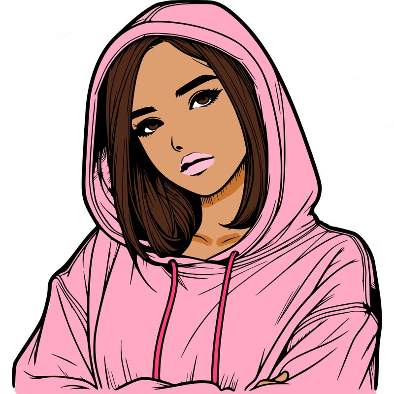 realistic girl with hoodie on