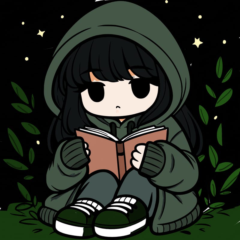 girl in oversized hoodie reading a book