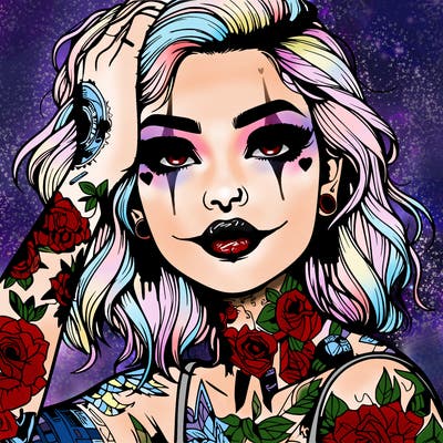 realistic girl with tattoos all over