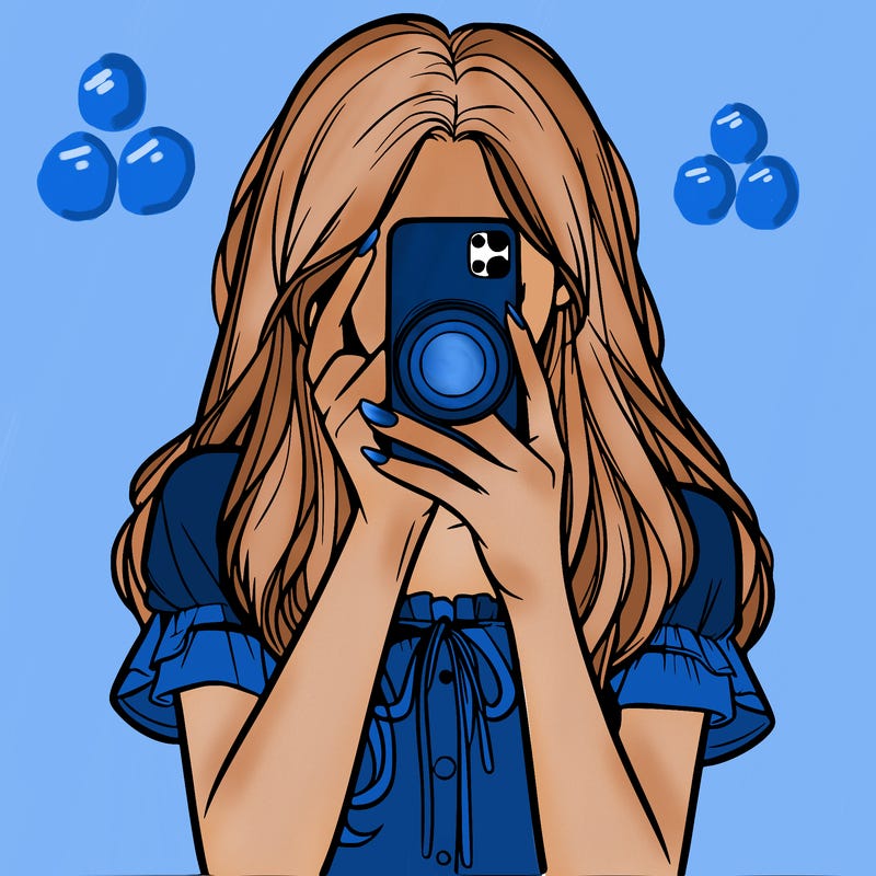 a realistic girl holding her phone taking pictures
