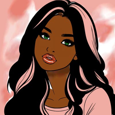 realistic girl with hair on her hair and lips