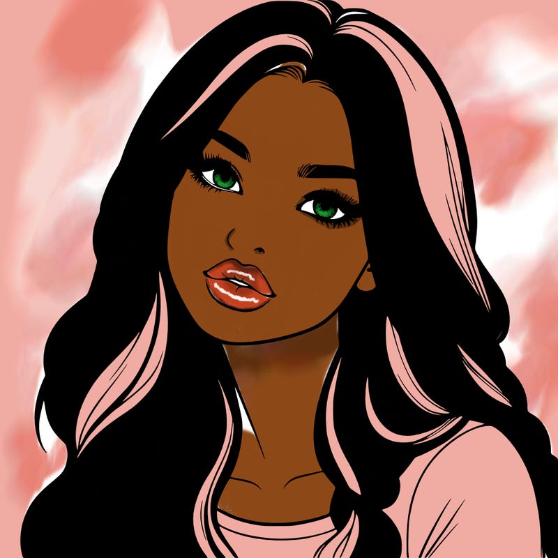 realistic girl with hair on her hair and lips