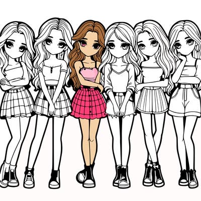 a group of girls realistic
