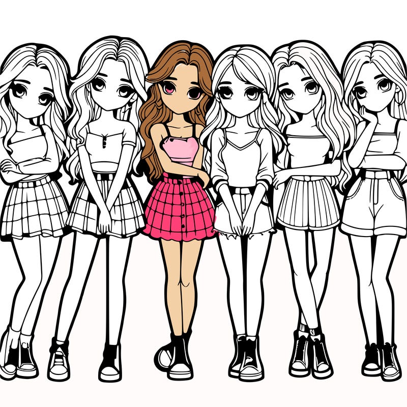 a group of girls realistic