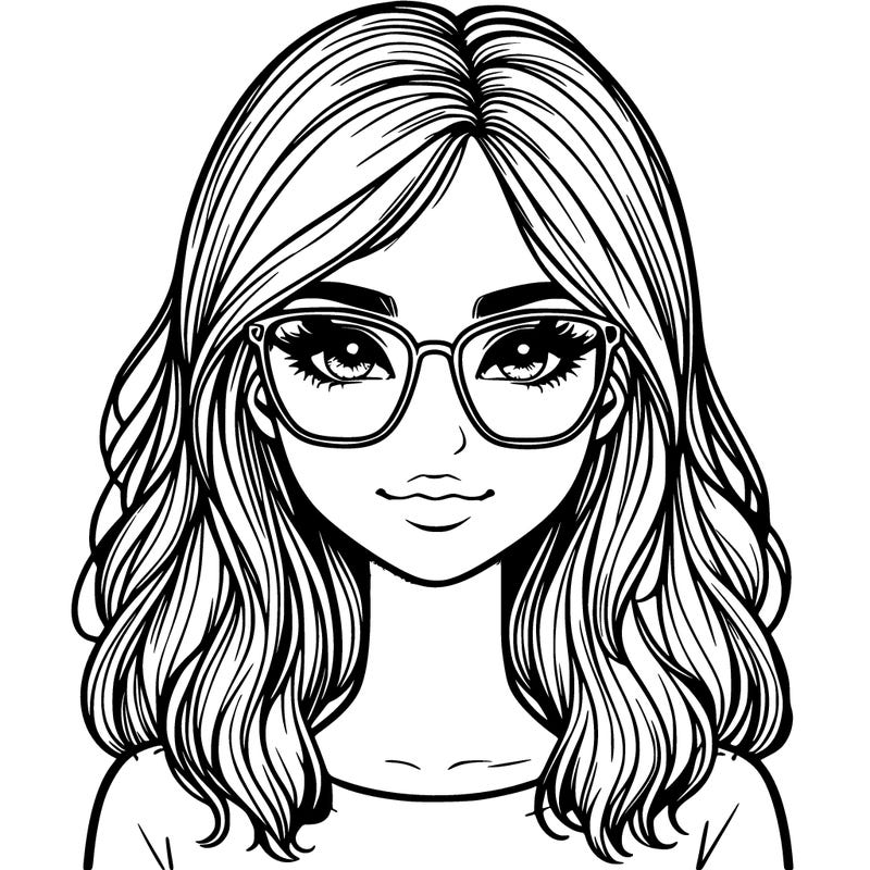 realistic girl with glasses