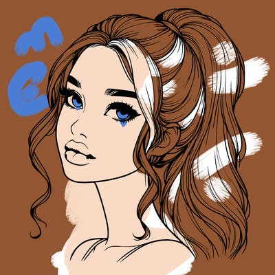 realistic girl with a ponytail on her hair and lips