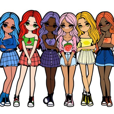 a group of girls realistic