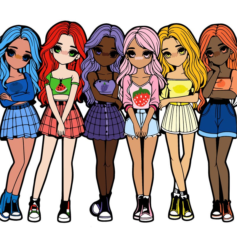 a group of girls realistic