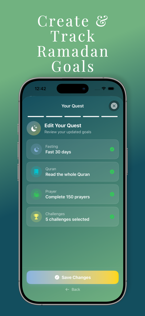 Niyyah Journey - Niyyah Journey app interface for creating and tracking Ramadan goals including fasting and prayer targets