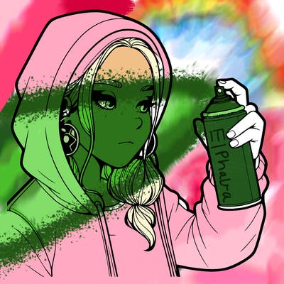 a realistic girl, spray painting