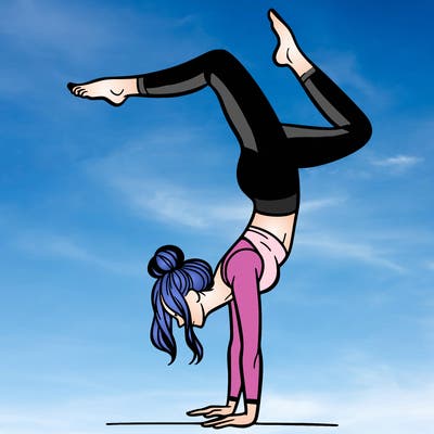 a woman doing a handstand
