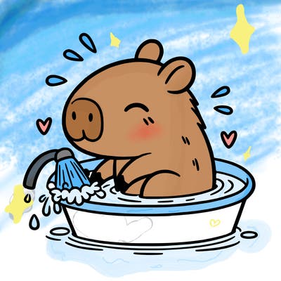 capybara taking a bath
