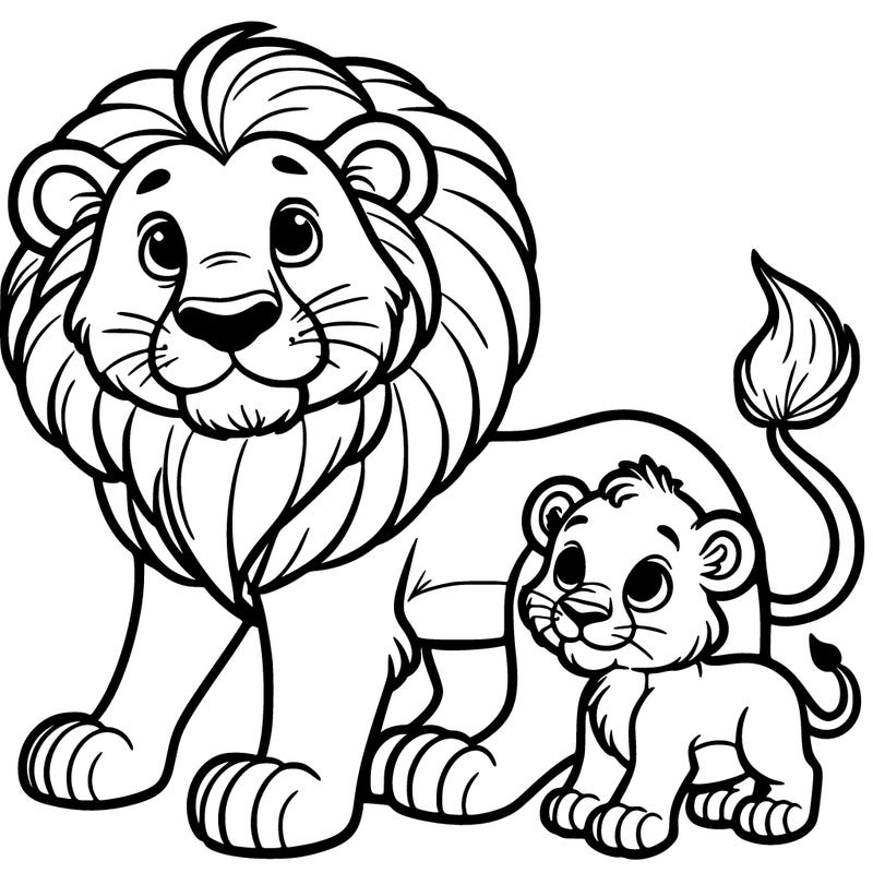 lion cub with mother