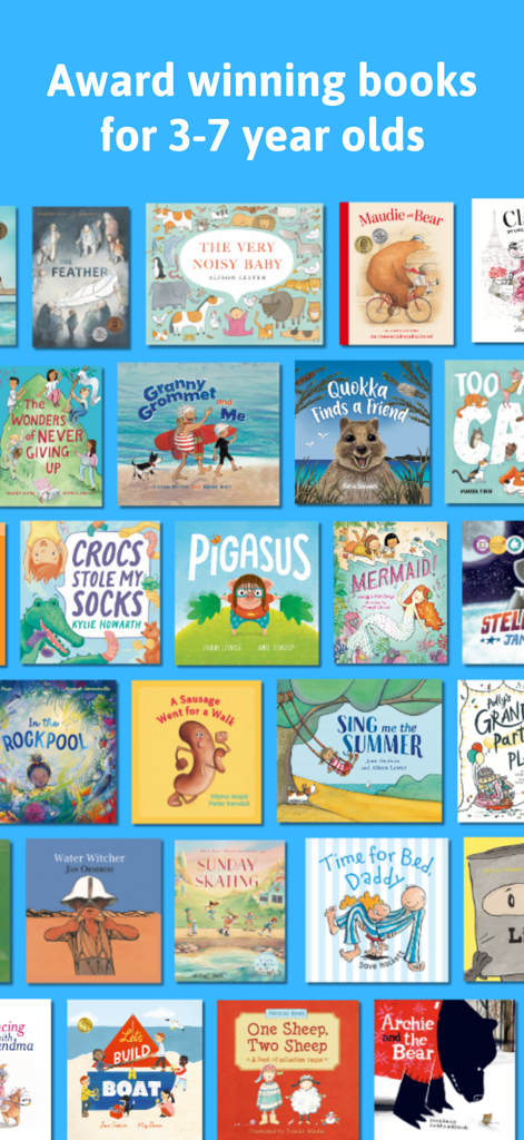 Joey Books - Grid of award winning children books for ages 3 to 7 in the Joey Books app