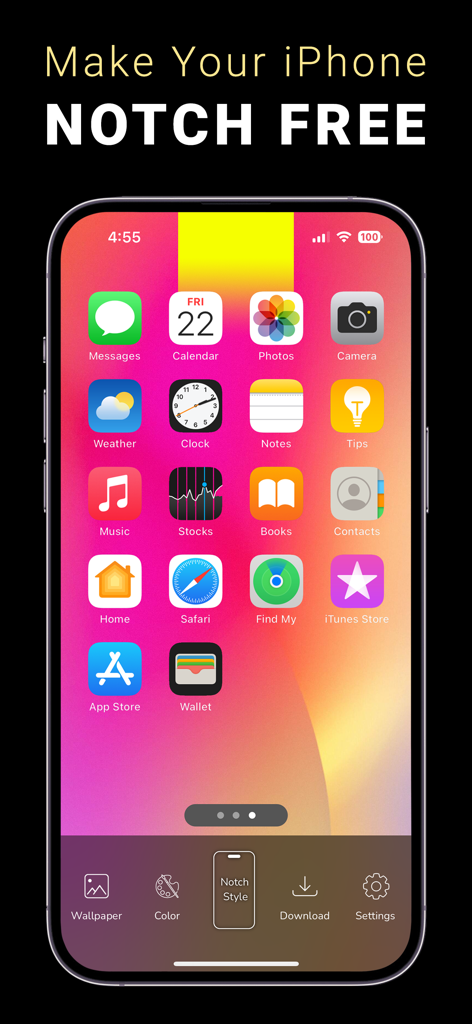 INFI: Dynamic Island Wallpaper - Pantalla de inicio del iPhone con un fondo de pantalla personalizado vibrante con ajustes de personalización de estilo de notch.