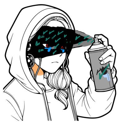 a realistic girl, spray painting