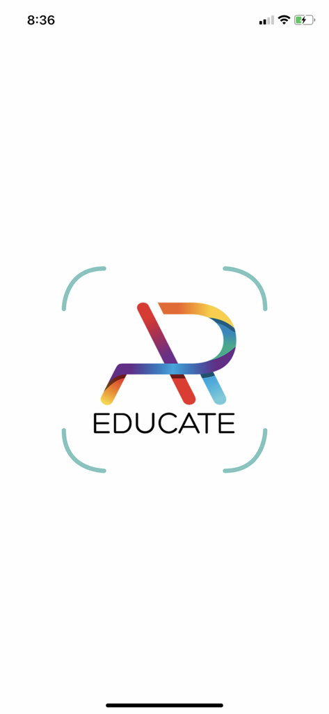 AR Educate - AR Educate app splash screen with logo and scanning interface