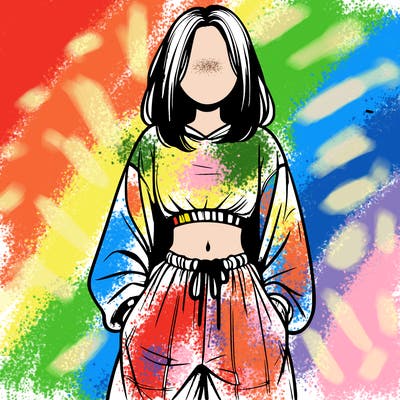 realistic girl faceless with baggy pants and a crop top