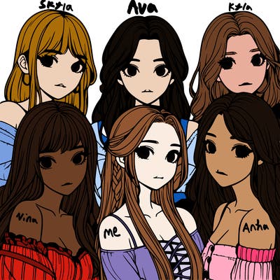 a group of girls realistic