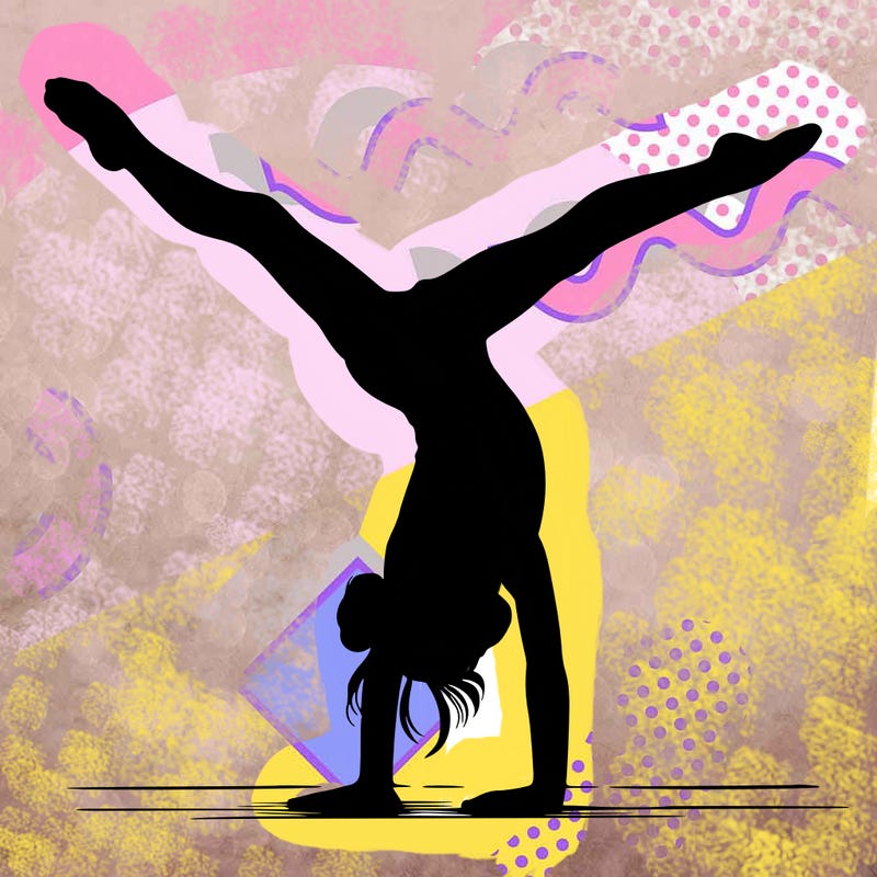 realistic gymnastic hand stand girl in four splits