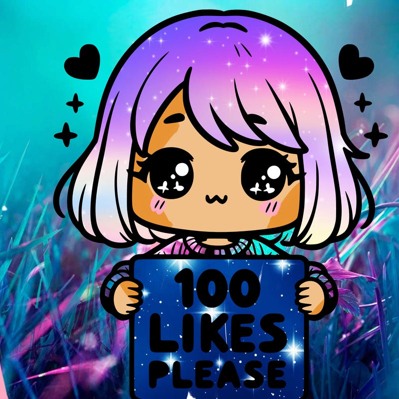 cute girl holding a sign saying 100 likes please