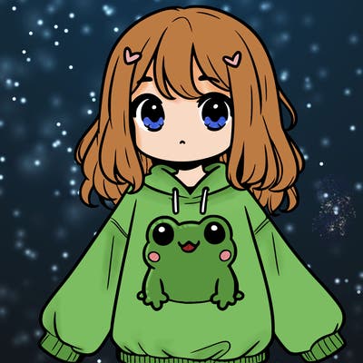 girl wearing frogging sweatshirt