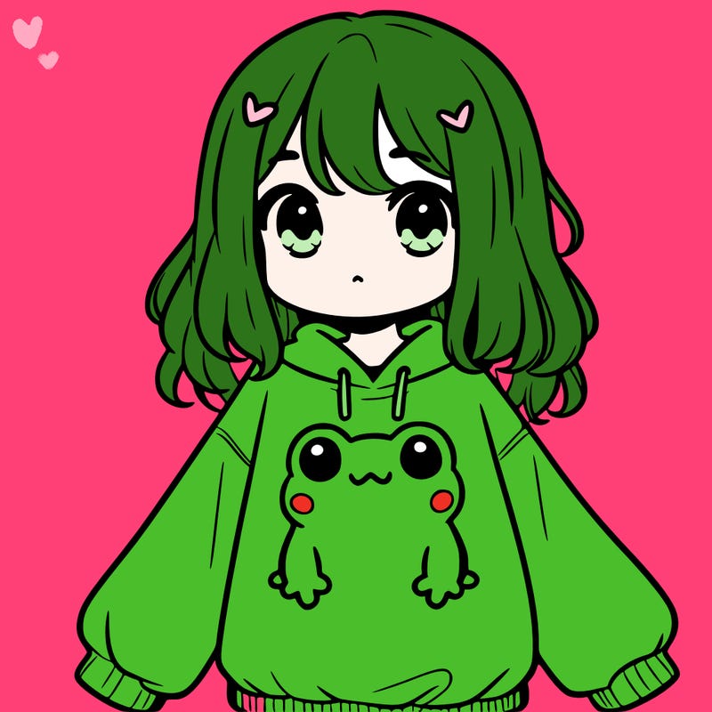 girl wearing frogging sweatshirt