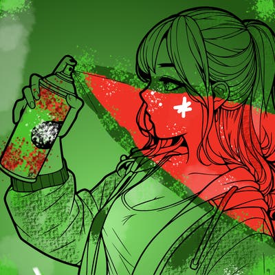 a realistic girl spray, painting