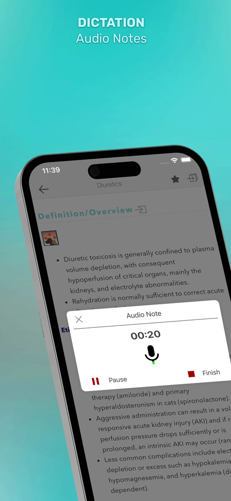 5 Minute Veterinary - 5分間獣医毒物学アプリの音声ノート録音機能。