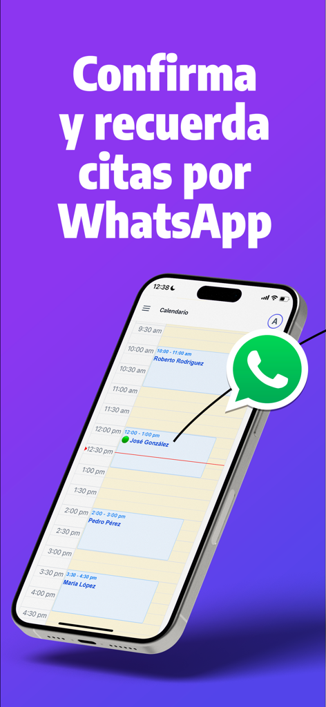 Confirmafy - Confirmafy app calendar view showing automated appointment reminders via WhatsApp