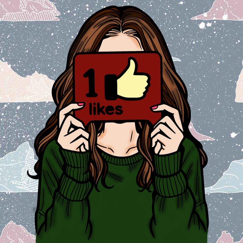 teen girl holding a  10 likes sign covering her face