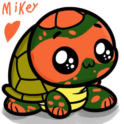 cute little animated turtle