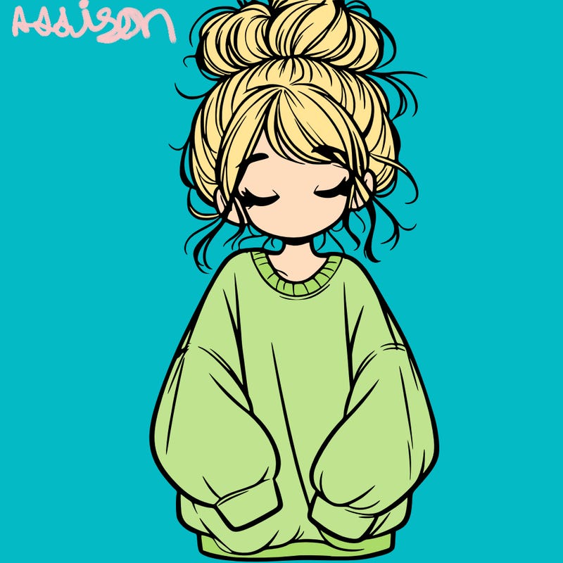 girl with baggy sweatshirt and messy bun