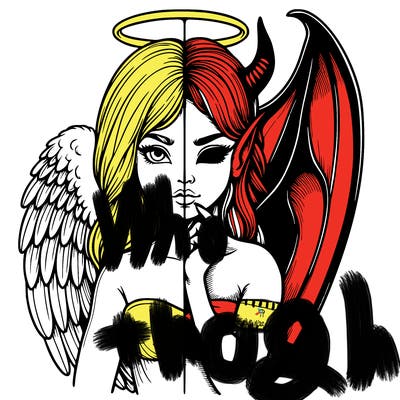 realistic angel half demon