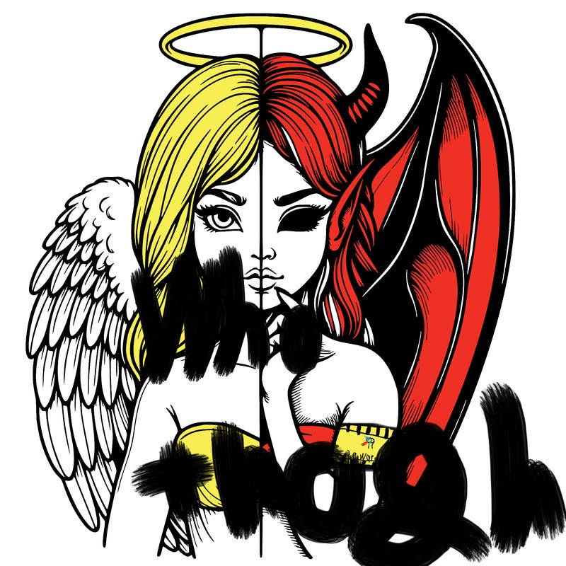 realistic angel half demon