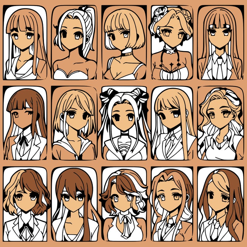 girls that look diffrent anime