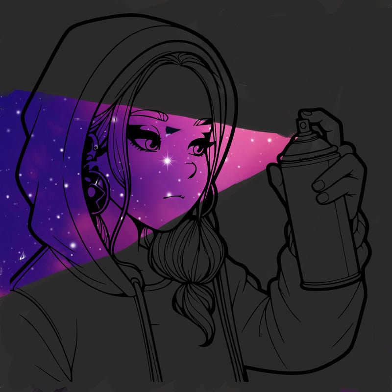 a realistic girl, spray painting