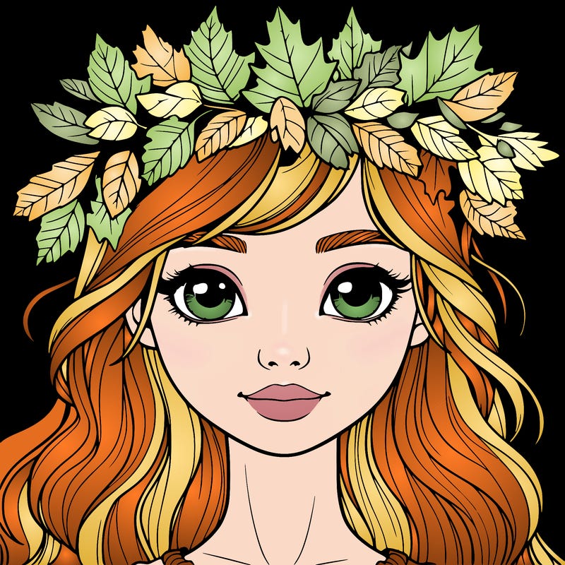 realistic girl with fall leaf crown