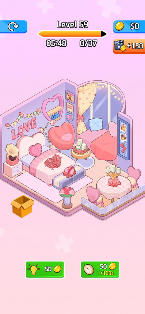 Cozy Room: Dreamy Home Decor - Cozy Room Dreamy Home Decor ゲームのピンクのロマンチックなテーマの寝室の装飾
