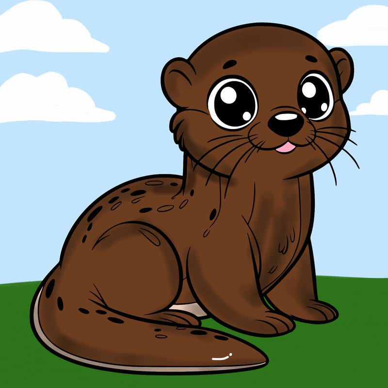 otter, big eyes, full body