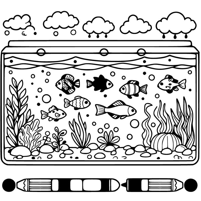 fish tank with fish and decoration