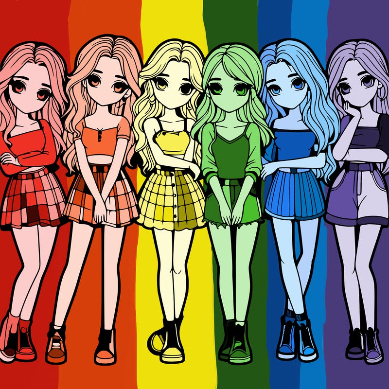 a group of girls realistic