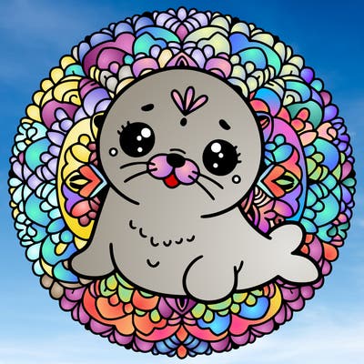 a cute baby seal mandala
