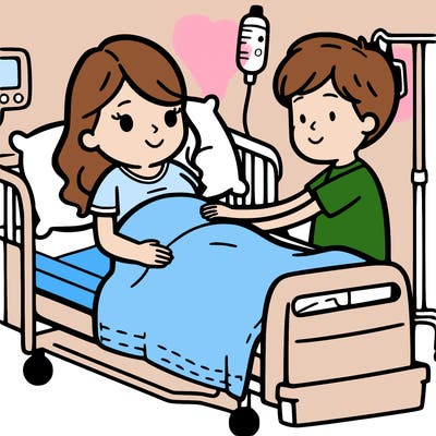 a pregnant woman in the hospital giving birth