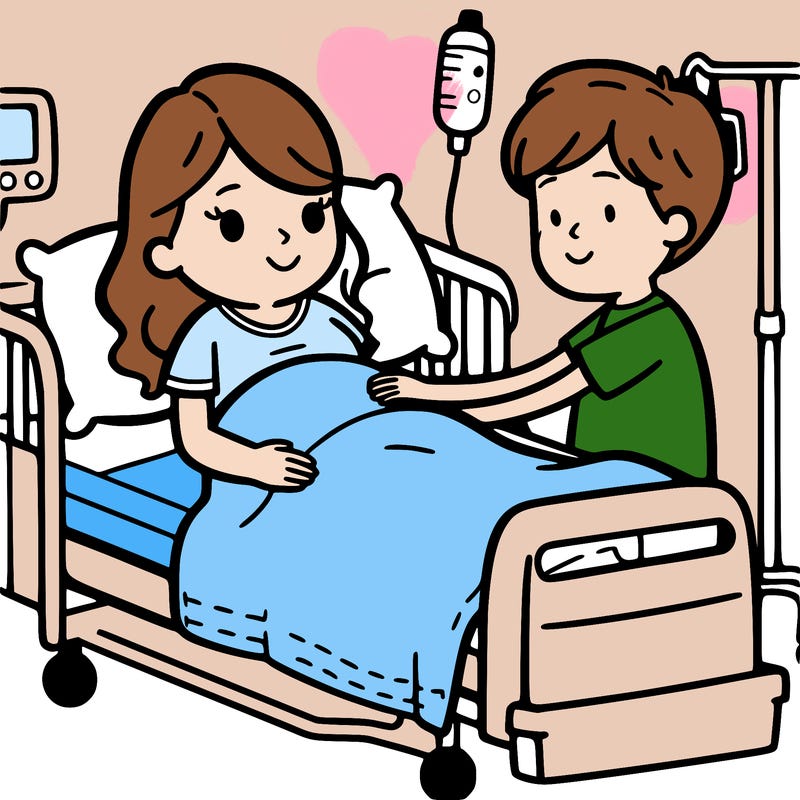 a pregnant woman in the hospital giving birth