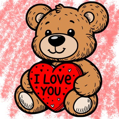 teddy bear holding an i love you heart